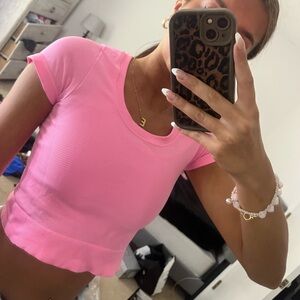 Vibrant Pink and light blue Ribbed Crop Top pack of two
